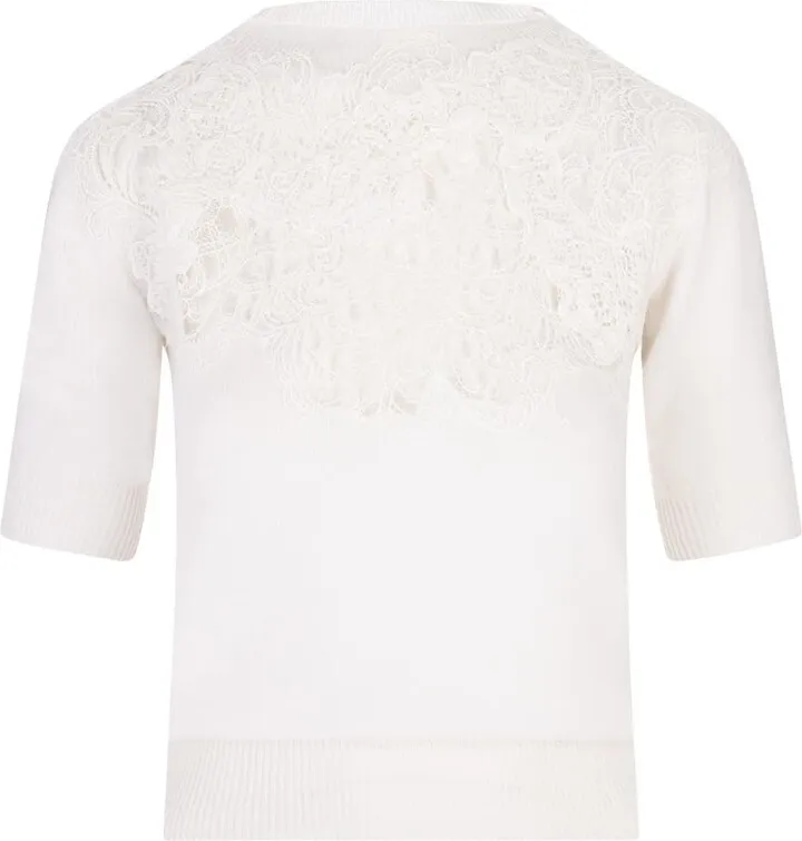White Cashmere Top With Neck Lace