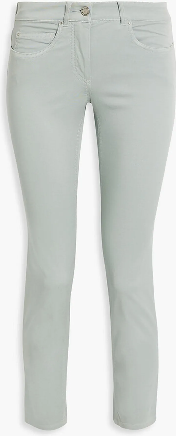 Cropped cotton-blend twill slim-leg pants
