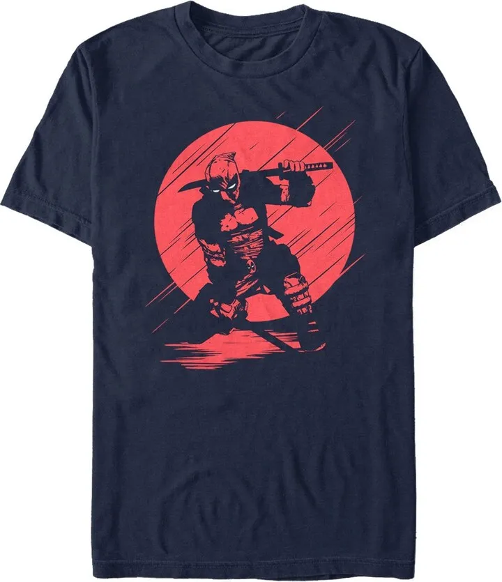 Men's Marvel Deadpool Sunset Streaks T-Shirt - Navy Blue - 2X Large