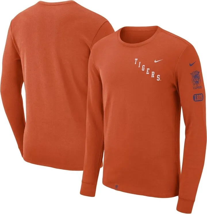 Men's Nike Orange Clemson Tigers Repeat Logo 2-Hit Long Sleeve T-shirt