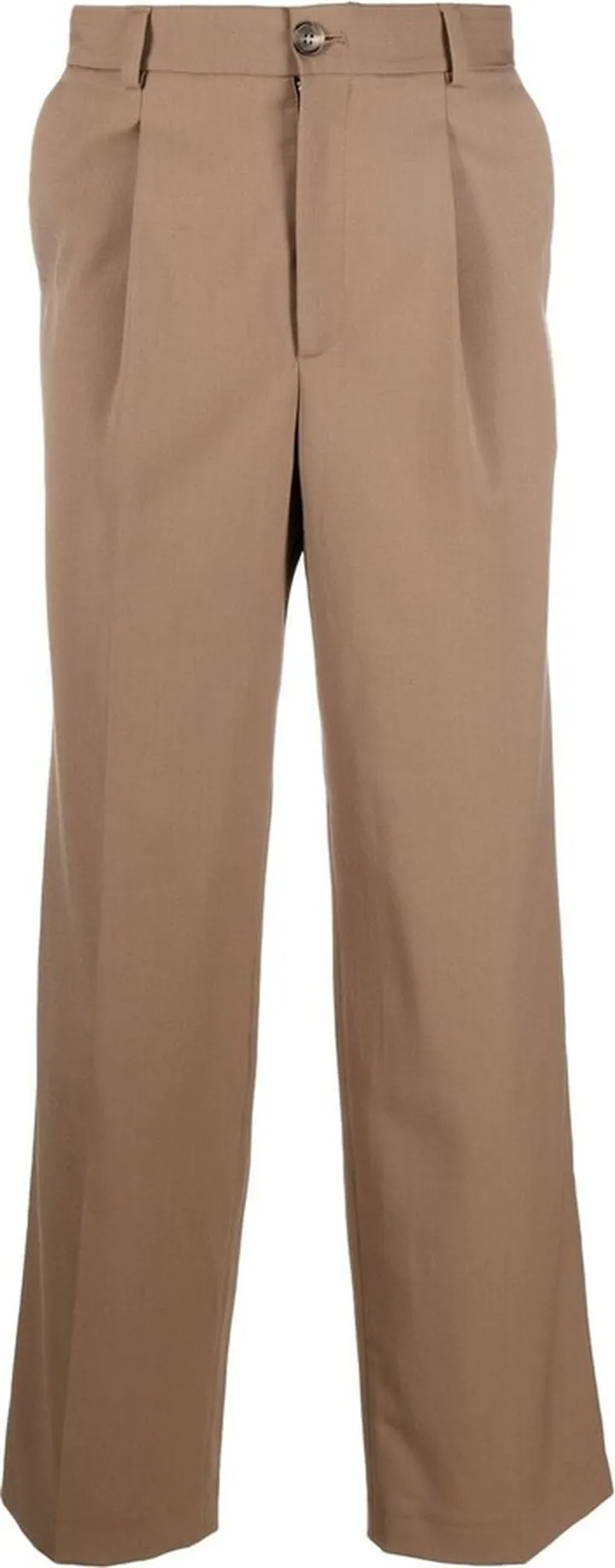 Pleat-Detail Straight Leg Trousers