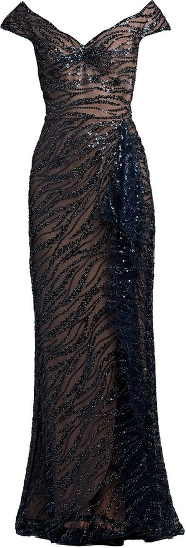 Off-The-Shoulder Embellished Gown
