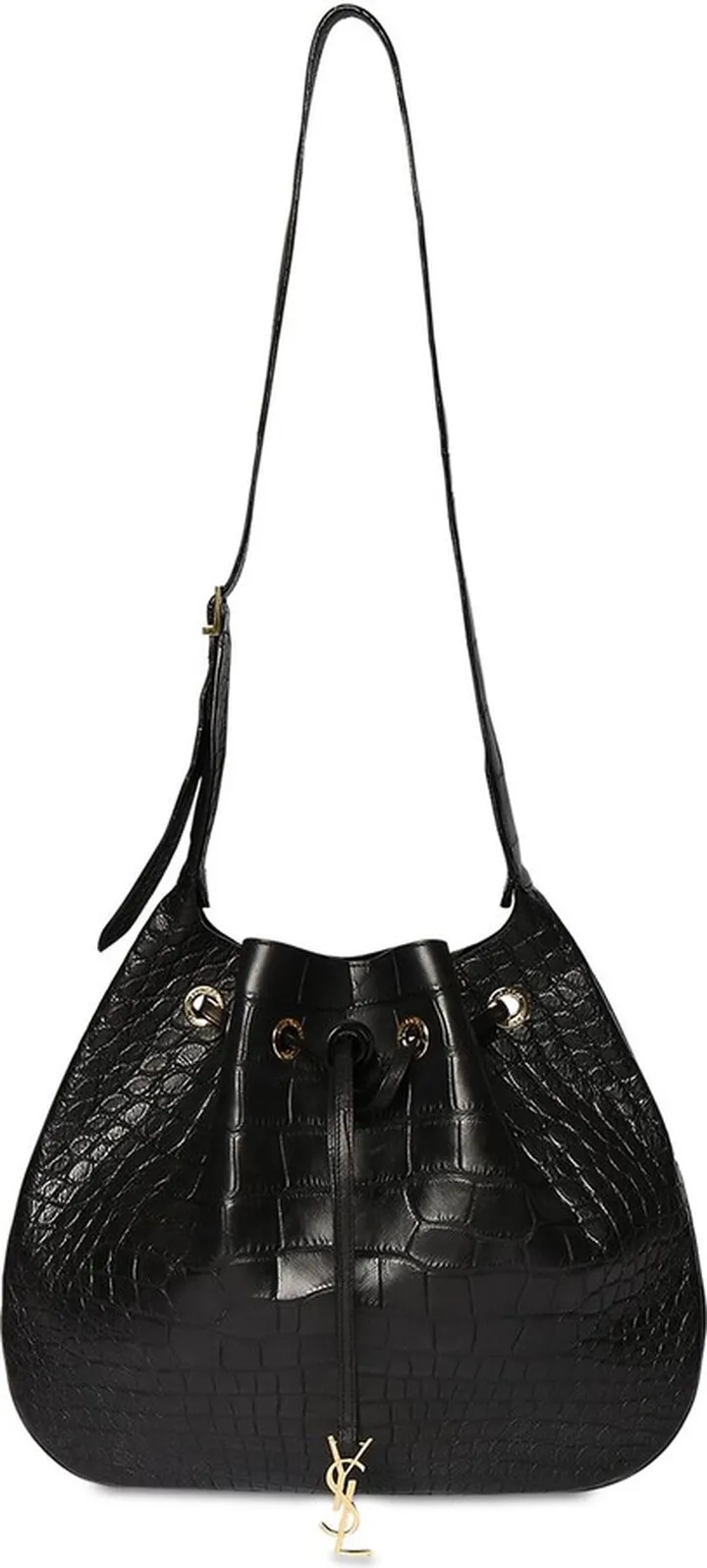 Croc embossed leather shoulder bag