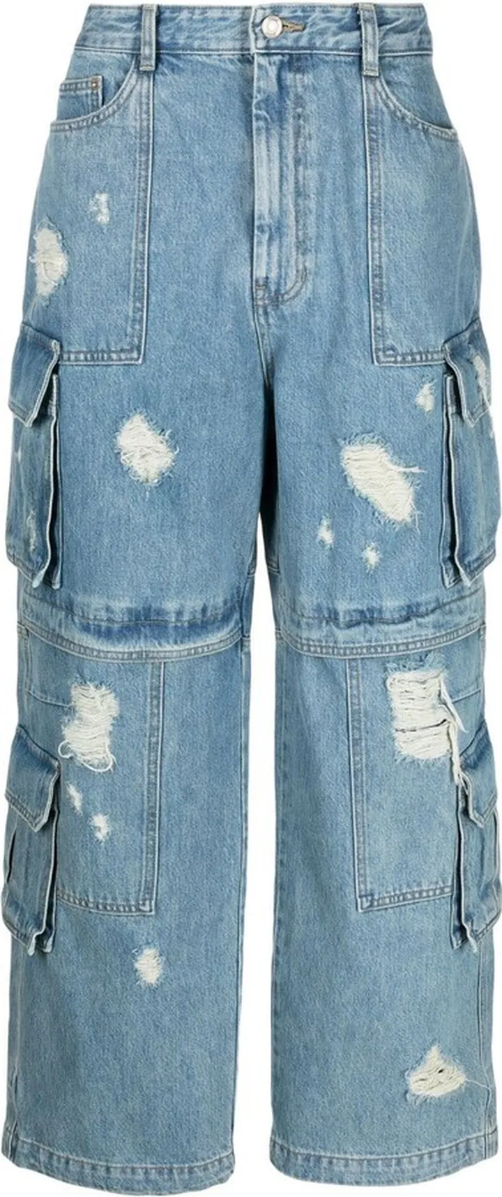 Distressed Cargo Pocket Jeans