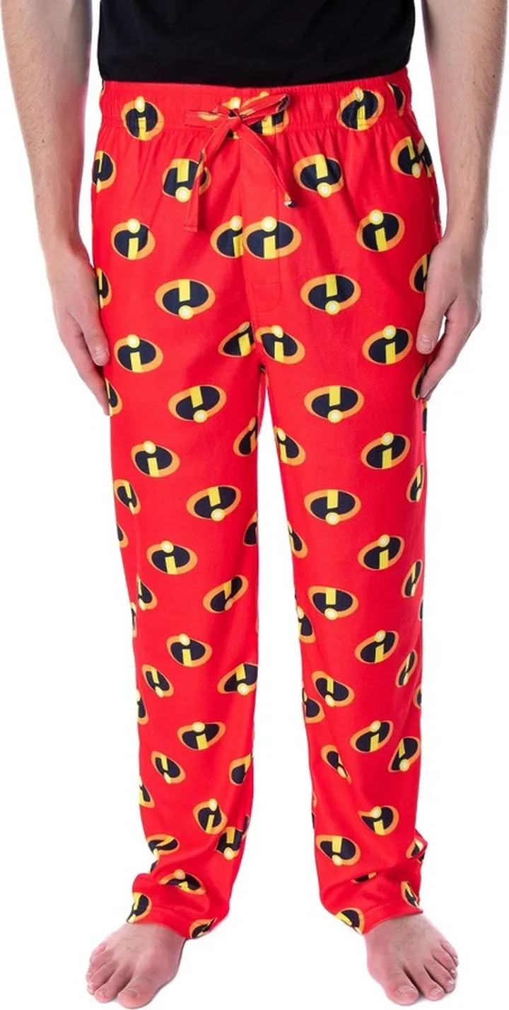 Disney Men's The Incredibles Original Logo Loungewear Sleep Pajama Pants (2XL) Red