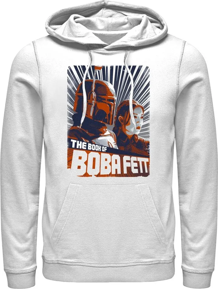 Men's Star Wars: The Book of Boba Fett Fennec and Boba Poster Pull Over Hoodie - White - Small