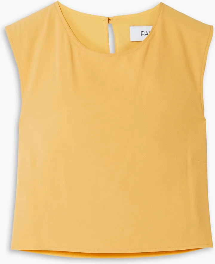Fernanda cropped crystal-embellished crepe de chine top