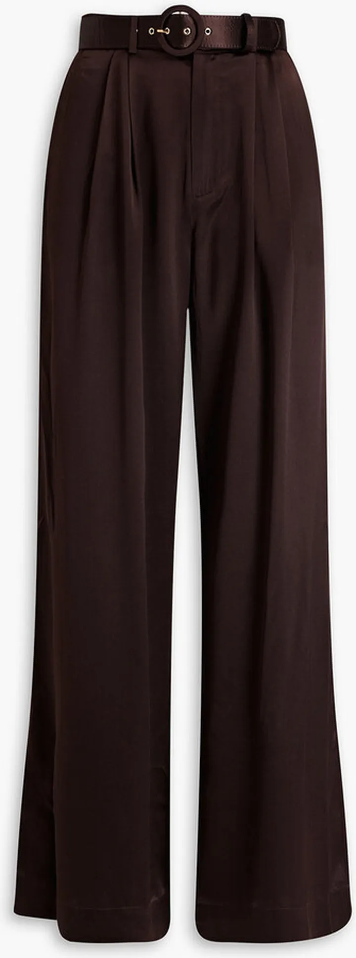 Adelia pleated silk-satin wide-leg pants