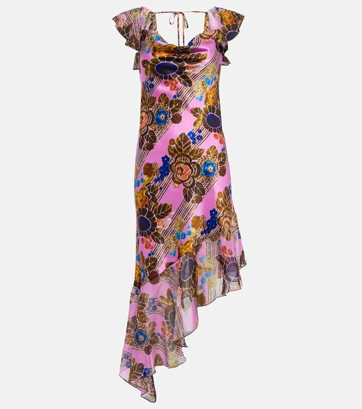 Floral silk chiffon midi dress
