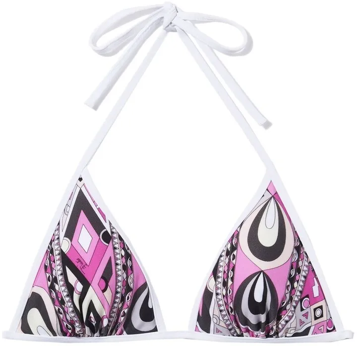 Rombi-print halterneck bikini top