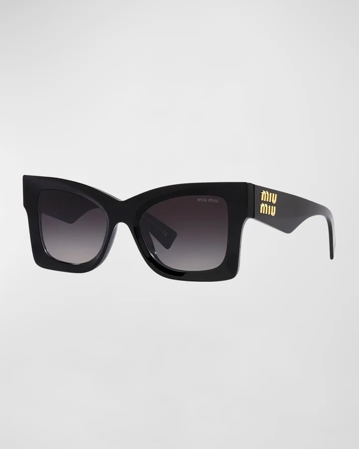 Logo Havana Acetate Butterfly Sunglasses
