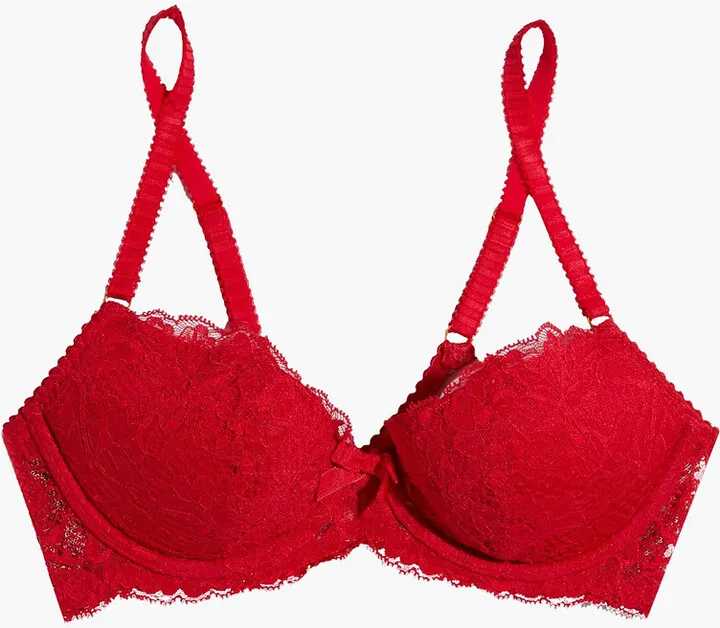 Rosele bow-embellished corded lace push-up bra