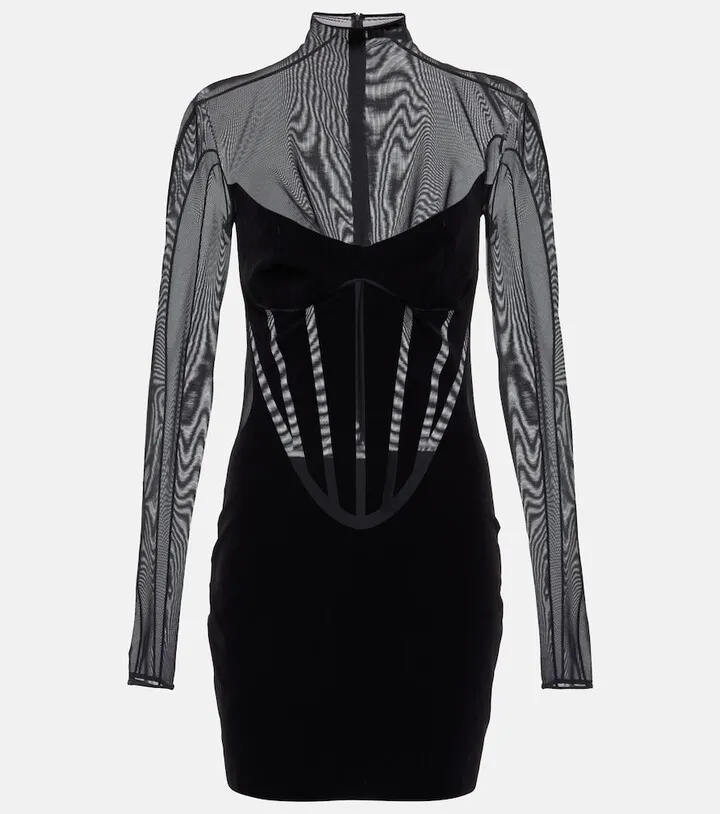 Mesh-paneled minidress