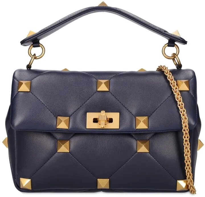 Large Roman Stud Leather Shoulder Bag
