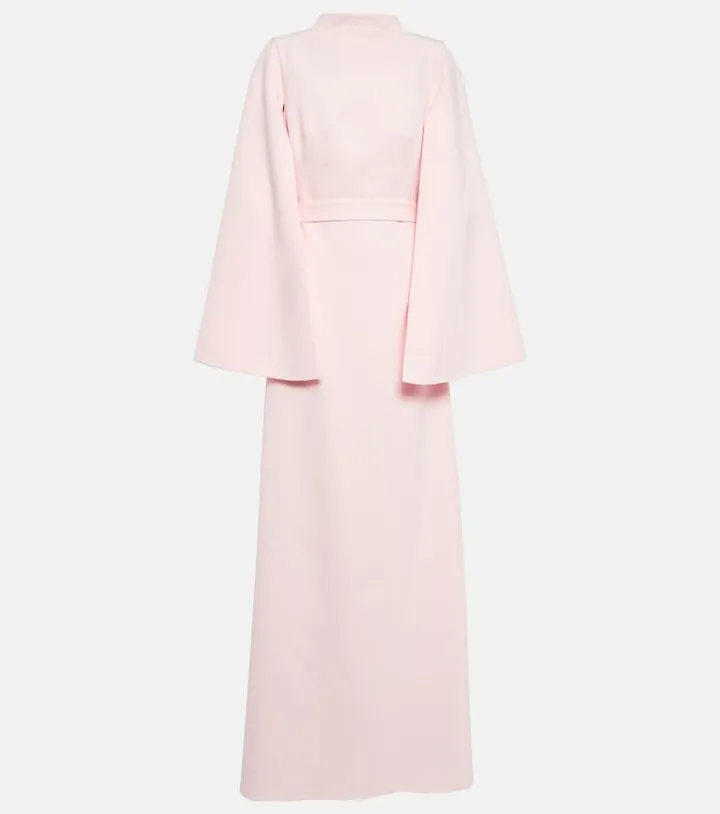 Cape-detail crepe gown