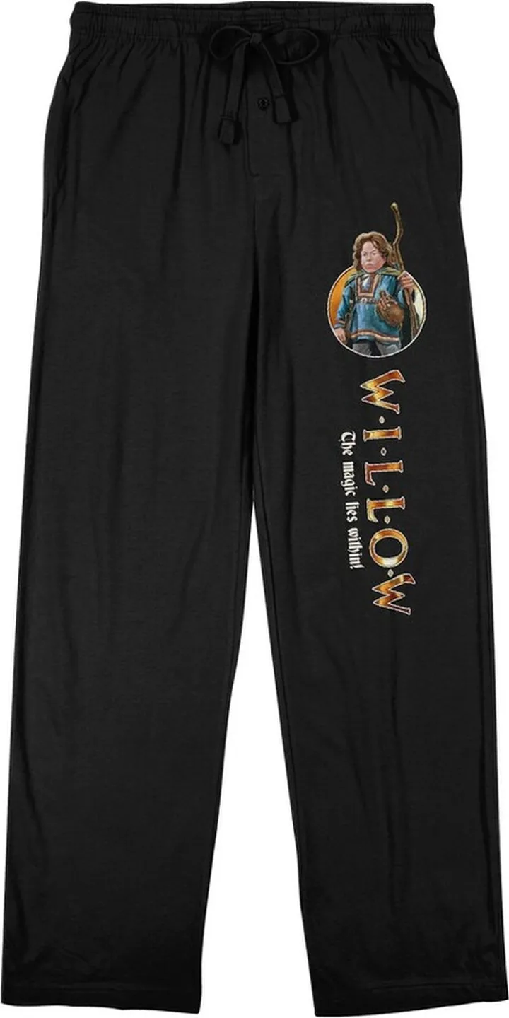 Willow Main Character In Circle Men’s Black Sleep Pajama Pants-Small