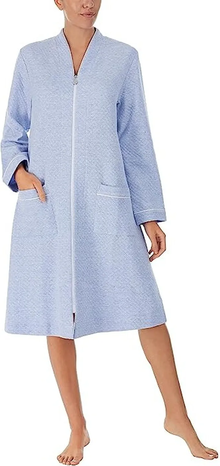 Eileen West 42 Notch Zip Robe (Blue Heather) Women's Pajama