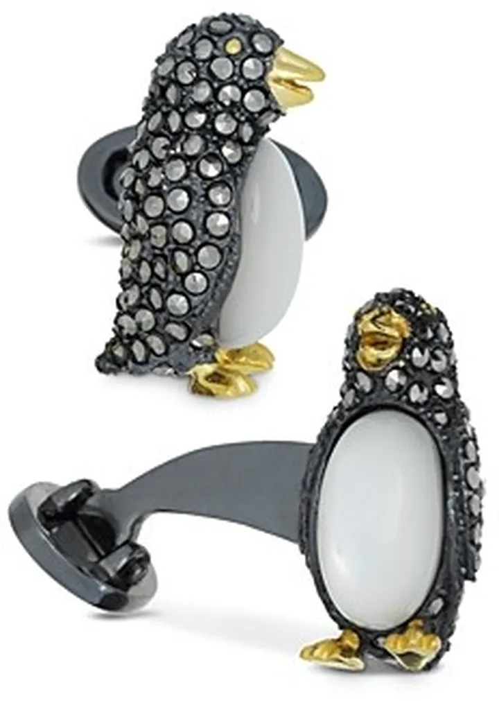 Jan Leslie Sterling Silver & Marcasite Penguin Cufflinks