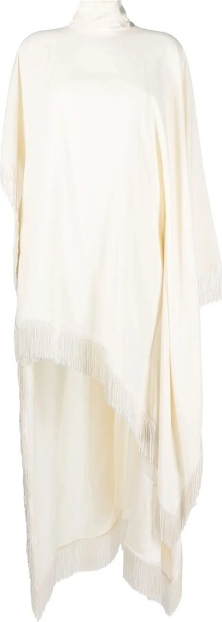 Fringe-Detail Funnel Neck Dress