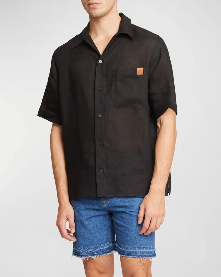 x Paula's Ibiza Men's Linen Bowling Shirt