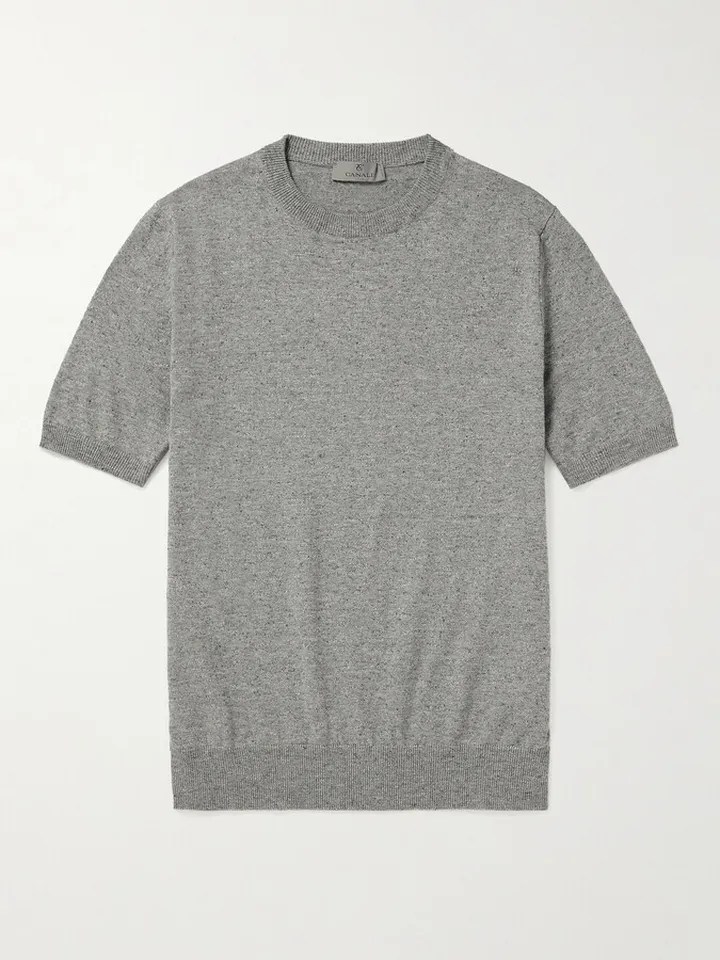 Mélange Cotton and Linen-Blend T-Shirt