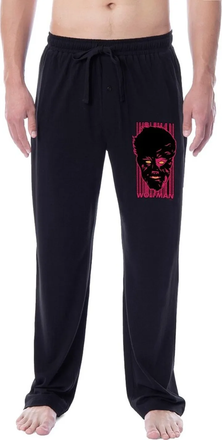 Universal Monsters Mens' The Wolfman Halloween Character Sleep Pajama Pants (XL) Black