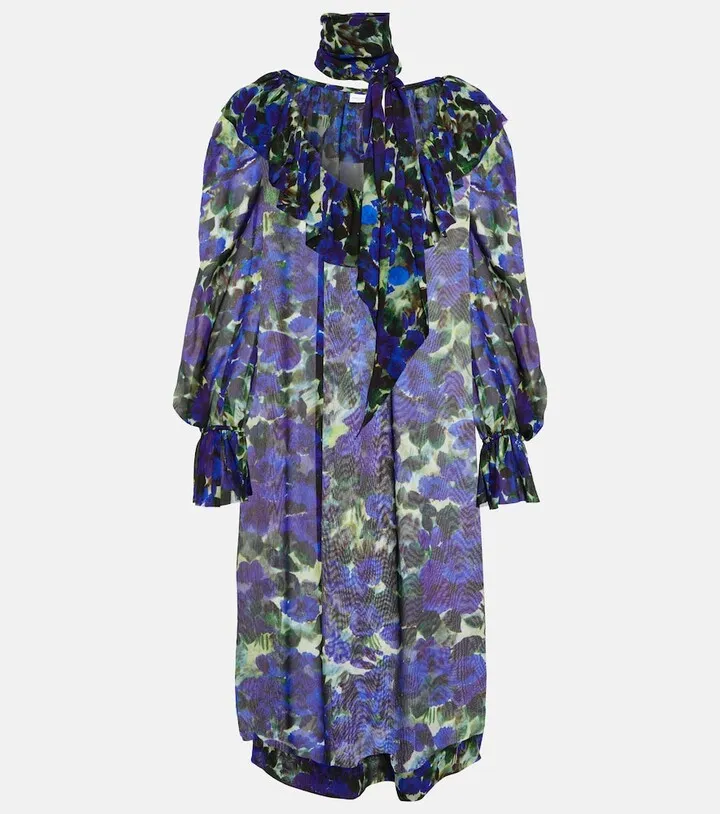 Printed crepe midi dress