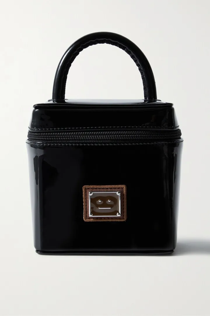 Acne Studios - Appliquéd Faux Patent-leather Vanity Bag - Black