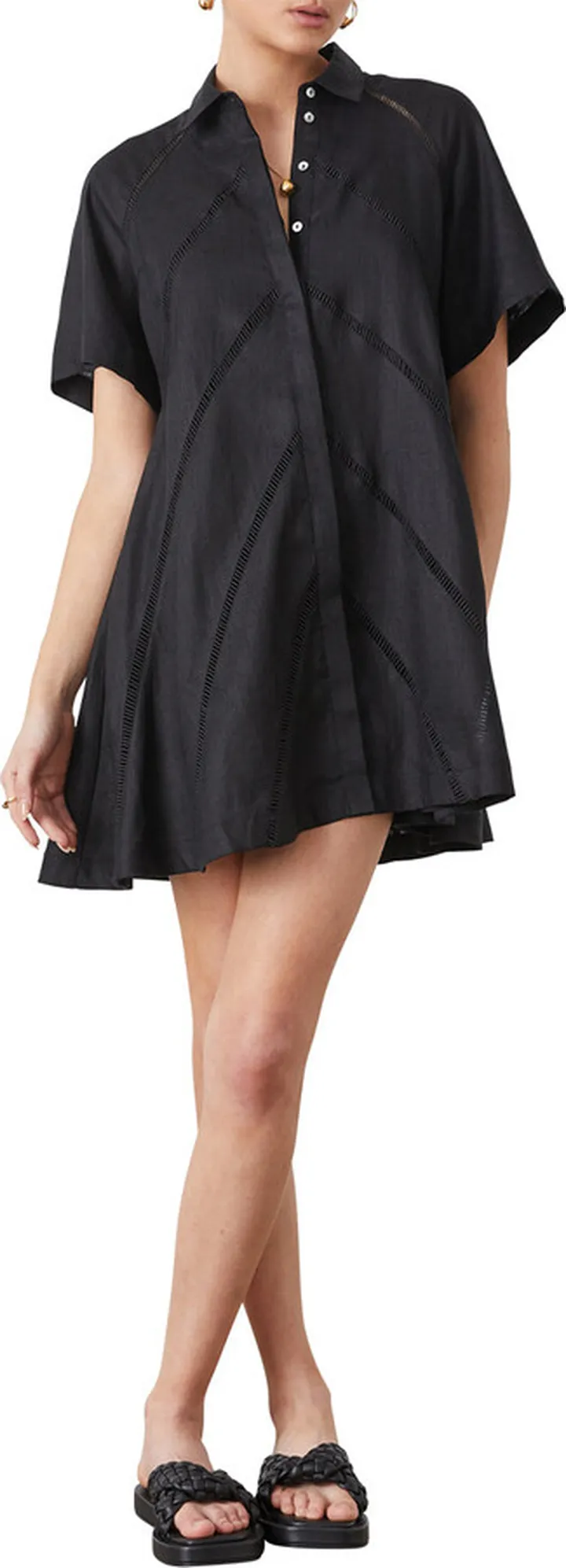 Selena Linen Mini Shirt Dress