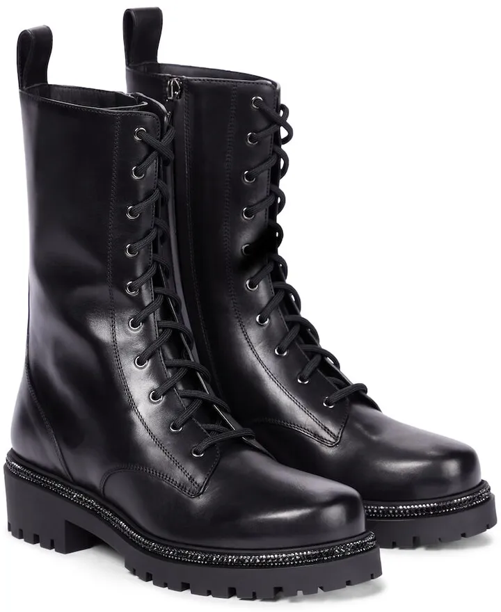 Bika embellished leather combat boots