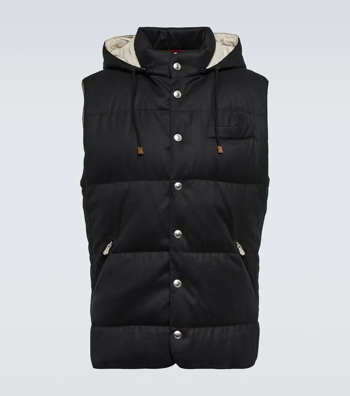 Virgin wool quilted down vest