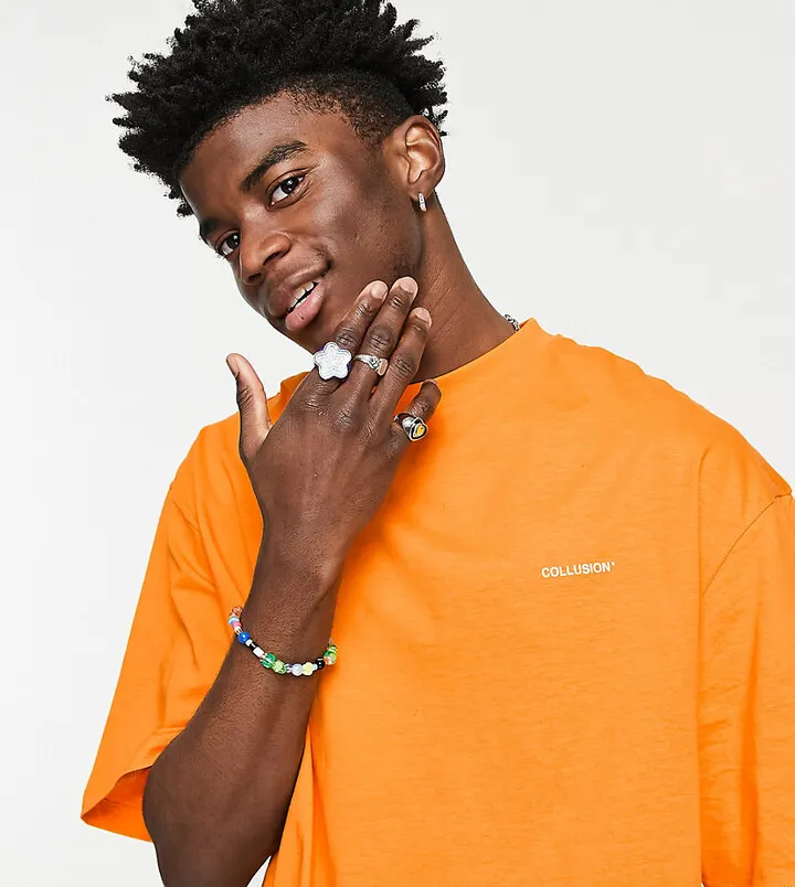 COLLUSION oversized logo t-shirt in orange