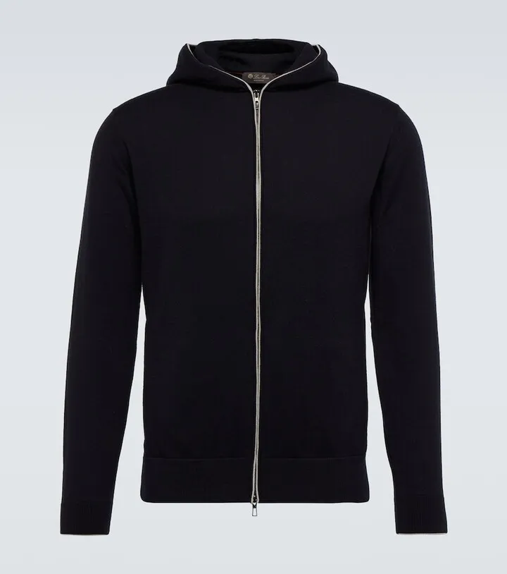 Cashmere and cotton hooded jacket