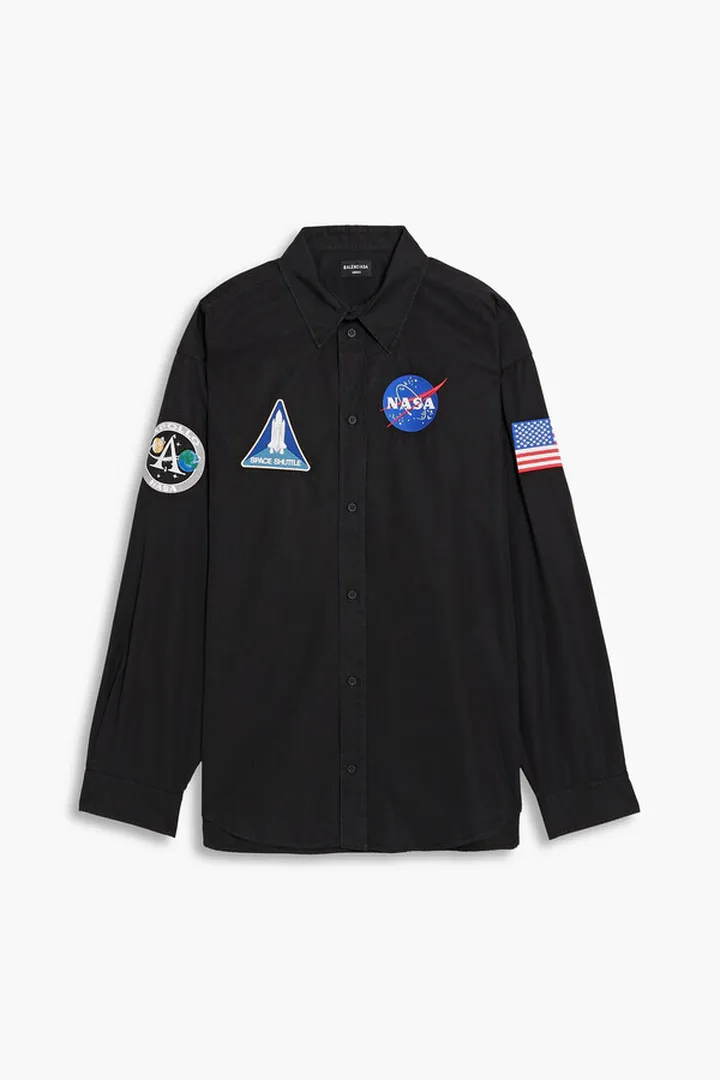 Appliquéd cotton-poplin shirt
