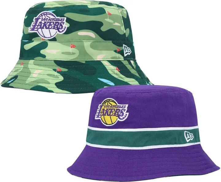 Men's New Era Purple Los Angeles Lakers Reversible Bucket Hat