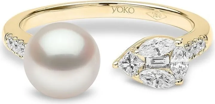18kt yellow gold Starlight pearl and diamond ring