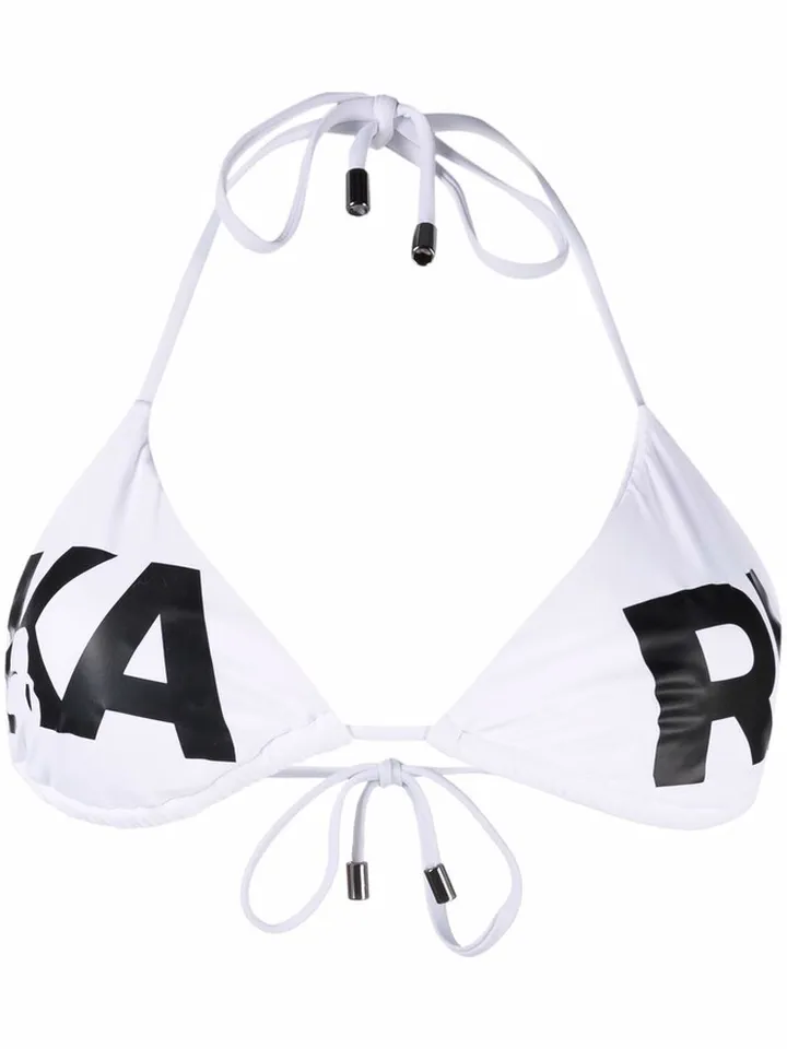 Logo Print Triangle Bikini Top