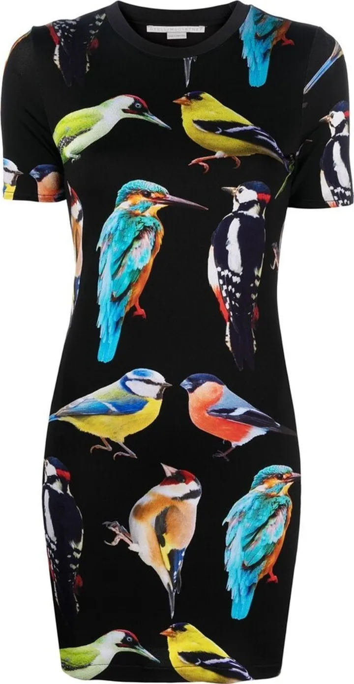 Bird Crest-print short-sleeve minidress