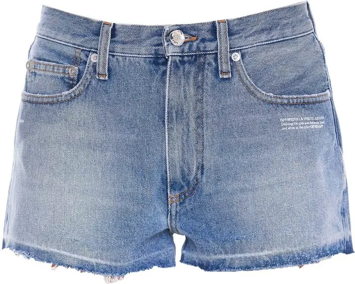 Off-White Frayed-Hem Denim Shorts