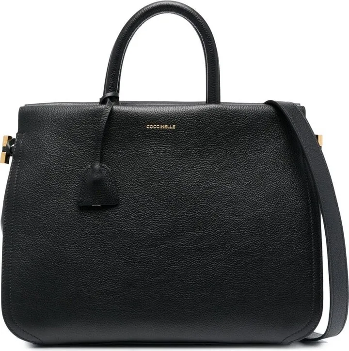 Leather Logo-Print Tote Bag