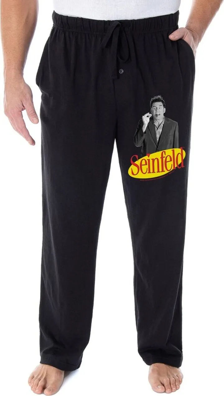 Seinfeld TV Series Men's Kramer And Classic Logo Loungewear Pajama Pants (3XL) Black