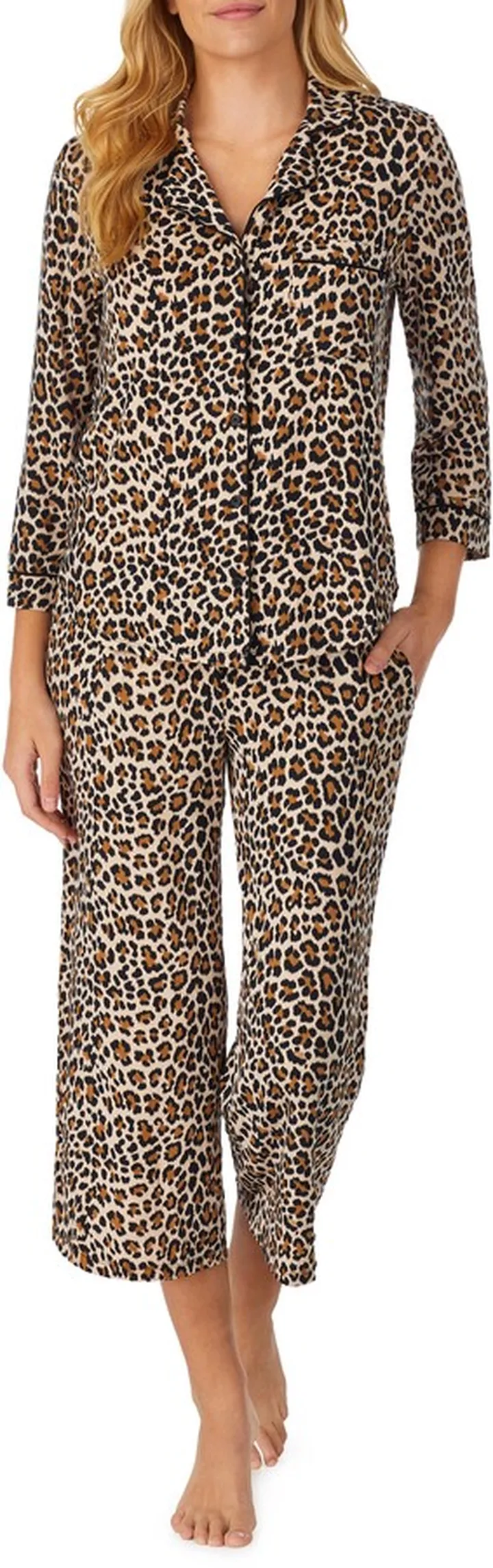 Animal Print Jersey Crop Pajamas