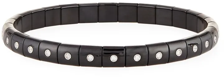 18K White Gold Black Ceramic & Diamond Bracelet