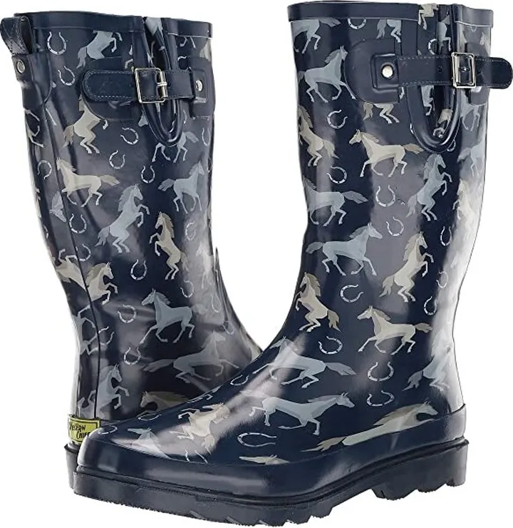 Western Chief Printed Tall Rain Boot (Navy) Women's Rain Boots