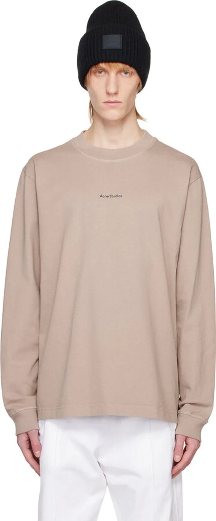 Acne Studios Beige Printed Long Sleeve T-Shirt