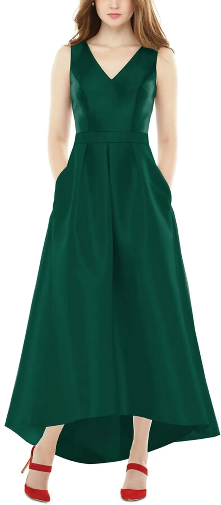 Alfred Sung High-Low Satin Gown