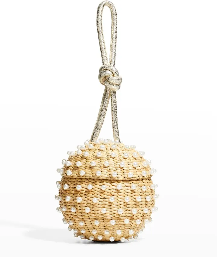 The Disco Ball Pearly Straw Top-Handle Bag