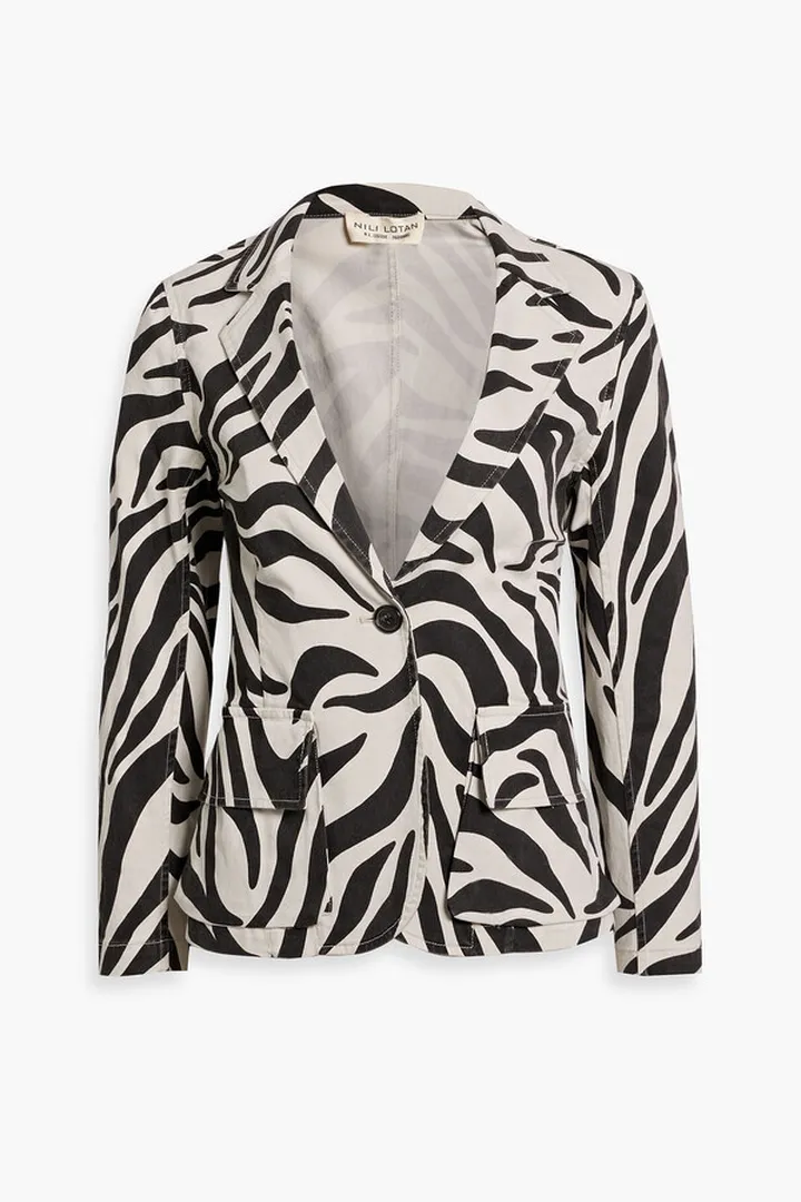 Addison zebra-print brushed cotton-blend blazer