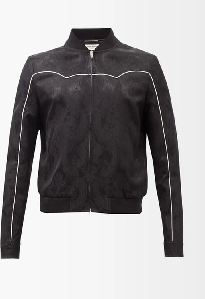 Teddy Paisley Satin Bomber Jacket