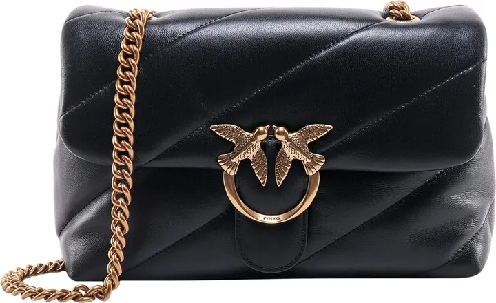 Matelassé leather shoulder bag with iconic Love Birds buckle